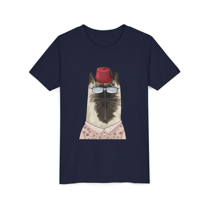 Fez Cat tee in Navy