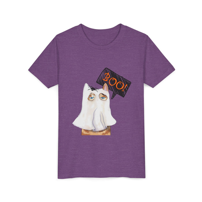 Ghost Cat tee in Heather Team Purple