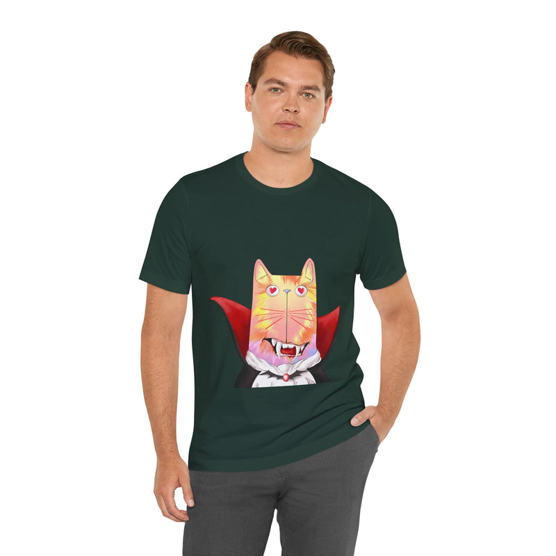 Vampire Cat tee in Forest, worn by a man
