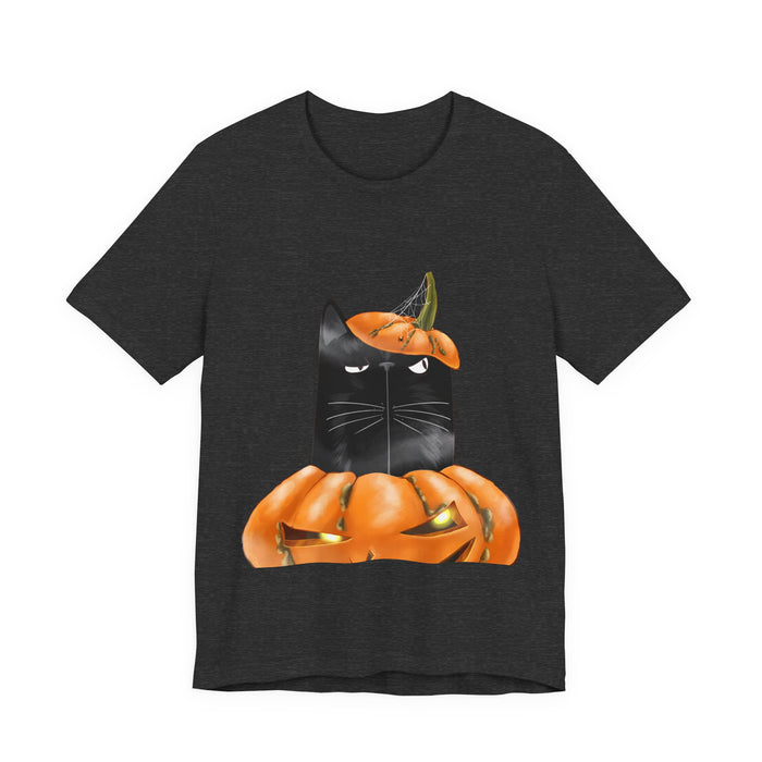 Pumpkin Cat tee in Dark Grey Heather