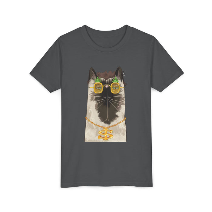 Money Cat tee in Asphalt