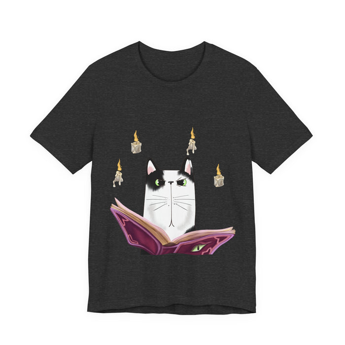 Wizard Cat tee in Dark Grey Heather
